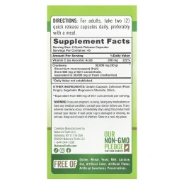 Nature's Truth, Клюквенный концентрат тройного действия и витамин C, 15000 мг, 90 капсул быстрого действия