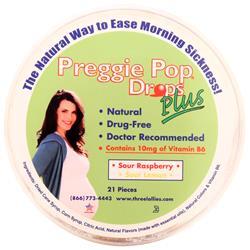 Three Lollies, Preggie Pop Drops Plus кислая малина и кислый лимон 21 шт
