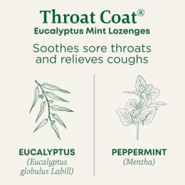 Traditional Medicinals, Organic Throat Coat®, эвкалиптовая мята, 30 леденцов от кашля с ментолом