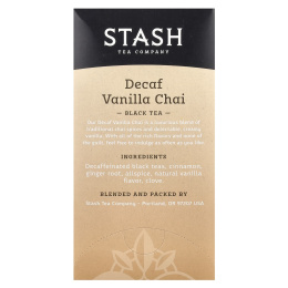 Stash Tea, Black Tea, чай без кофеина и ваниль, 18 чайных пакетиков, 36 г (1,2 унции)