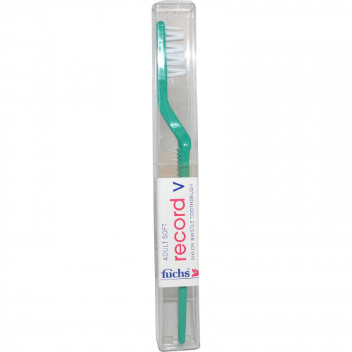Fuchs Brushes, Record V, Мягкая зубная щетка с нейлоновыми щетинками для взрослых, Цвет фуксия, 1 зубная щетка