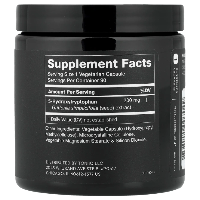 Toniiq, 5-HTP, 90 капсул (200 мг в 1 капсуле)
