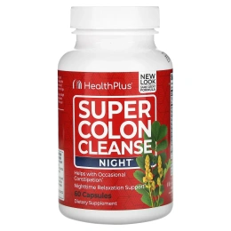 Health Plus, Super Colon Cleanse, средство для ночной очистки кишечника, 90 капсул