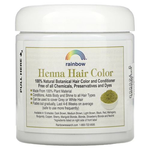 Rainbow Research, Краска и кондиционер для волос с хной, рыжий, 113 г (4 унции)