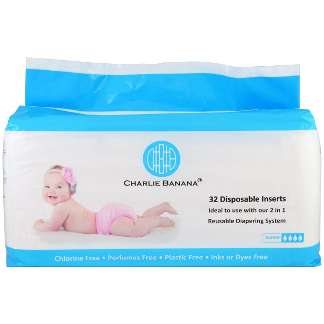 Charlie Banana, Разовые вкладыши в многоразовые подгузники, 32 вкладыша