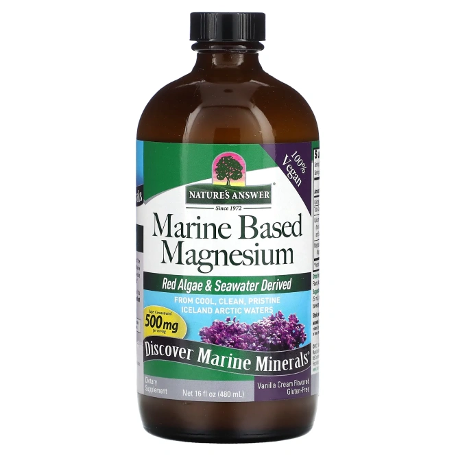 Nature's Answer, Магний на растительной основе, Вкус ванили и сливок, 500 мг, 16 ж. унц.(480 мл)