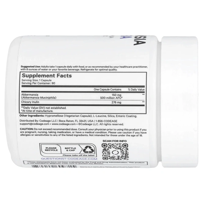 Codeage, Akkermansia 500 Ultra, аккермансия, 90 растительных капсул