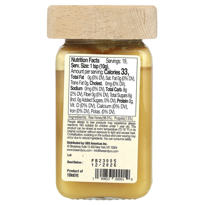 Bee & You, Необработанный прополис, 190 г (6,7 унции)