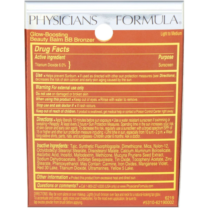 Physicians Formula, Bronze Booster, BB бальзам-бронзатор для усиления загара с эффектом сияния, SPF 20, От светлого к среднему, 0,3 унции (9 г)
