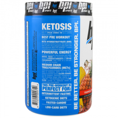 BPI Sports, Best Pre Workout, Beta-Hydroxybutyrate Ketone & Energy Formula, Tropical Freeze, 11.11 oz (315 g)