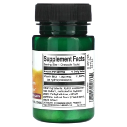 Swanson, B12 гидроксикобаламин, ягодное ассорти, 1000 мкг, 60 жевательных таблеток