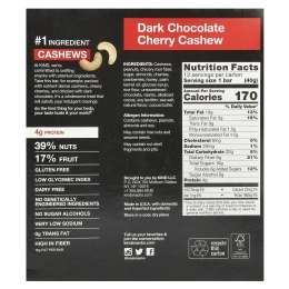 KIND Bars, Kind Plus, темный шоколад, вишня, кешью и антиоксиданты, 12 батончиков по 40 г (1,4 унции)