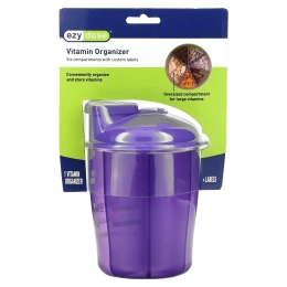 Ezy Dose, Витаминный органайзер с этикетками, фиолетовый, 1 шт.