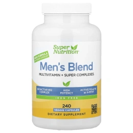 Super Nutrition, мультивитамины для мужчин, с суперадаптогенами, зеленью, специями и витамином A, без железа, 240 растительных капсул