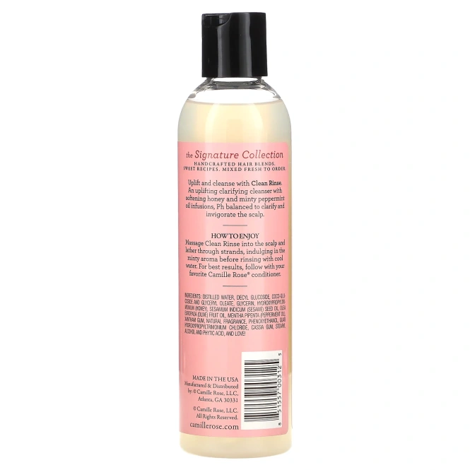 Camille Rose, Clean Rinse, увлажняющий и очищающий шампунь, мед и перечная мята, 240 мл (8 унций)
