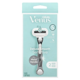 Gillette, Venus, бритва и картриджи Deluxe Smooth Sensitive`` 1 бритва 2 картриджа