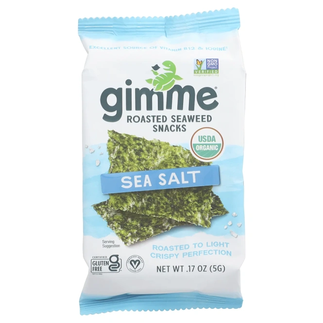 gimMe, Снеки из жареных морских водорослей, морская соль, 6 пакетиков по 5 г (0,17 унции)