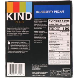 KIND Bars, Plus, Blueberry Pecan, 12 Bars, 1.4 oz (40 g) Each