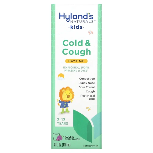Hyland's Naturals, 4 Kids, детский дневной сироп от кашля и простуды, для детей от 2 до 12 лет, натуральный виноградный вкус, 118 мл (4 жидк. унции)