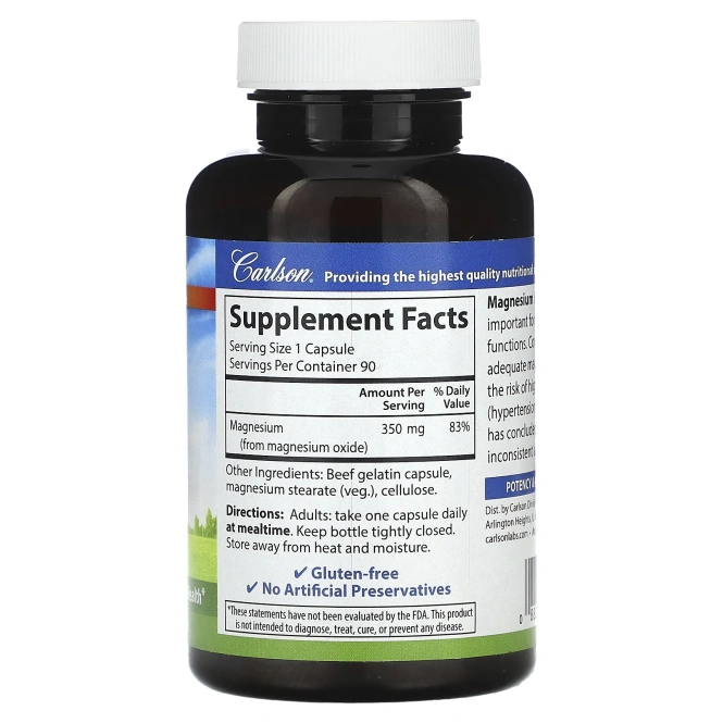 Carlson, Магний (350 мг) 90 капсул