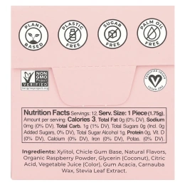 Refresh Gum, растительная жевательная резинка, со вкусом малины, 12 шт.