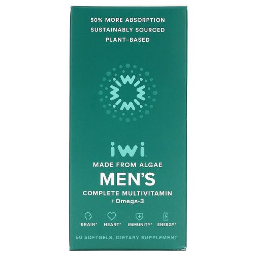 iWi, Полный комплекс мультивитаминов и омега-3 для мужчин, 60 мягких таблеток