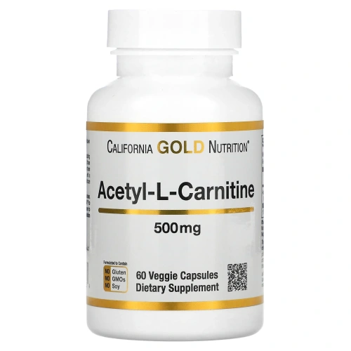California Gold Nutrition, Спорт, ацетил-L-карнитин, 500 мг, 60 вегетарианских капсул