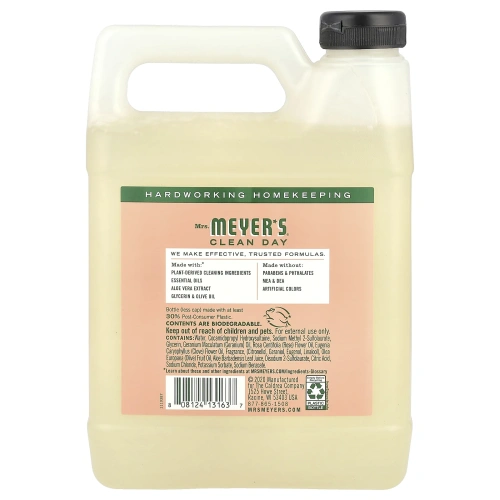 Mrs. Meyers Clean Day, Жидкое мыло для рук, с ароматом герани, 33 жидких унции (975 мл)