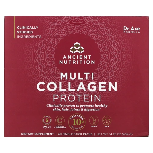 Dr. Axe / Ancient Nutrition, Multi Collagen Protein, 40 Single Stick Packets, 14.4 oz (408 g)