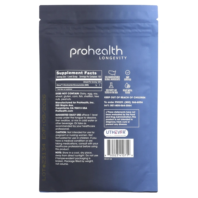 ProHealth Longevity, NMN Pro™, чистый NMN в порошке, 100 г