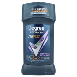Degree, Advanced, 72H Body Heat Activated™, дезодорант-антиперспирант, насыщенный кедр и лаванда, 76 г (2,7 унции)
