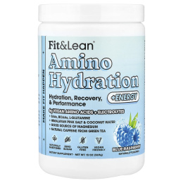 Fit & Lean, Amino Hydration + Energy, аминокислота, голубая малина, 369 г (13 унций)