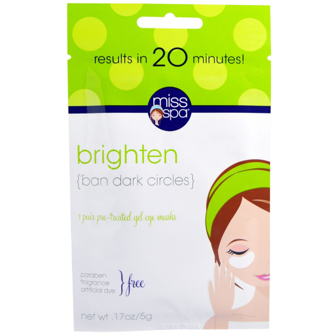 Miss Spa, Ярче, предварительно обработанная гелевые маски для глаз, 1 пара