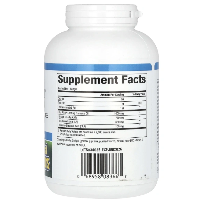 Natural Factors, OmegaFactors, Ultra Prim, Масло вечерней примулы, 1 000 мг, 240 желатиновых капсул