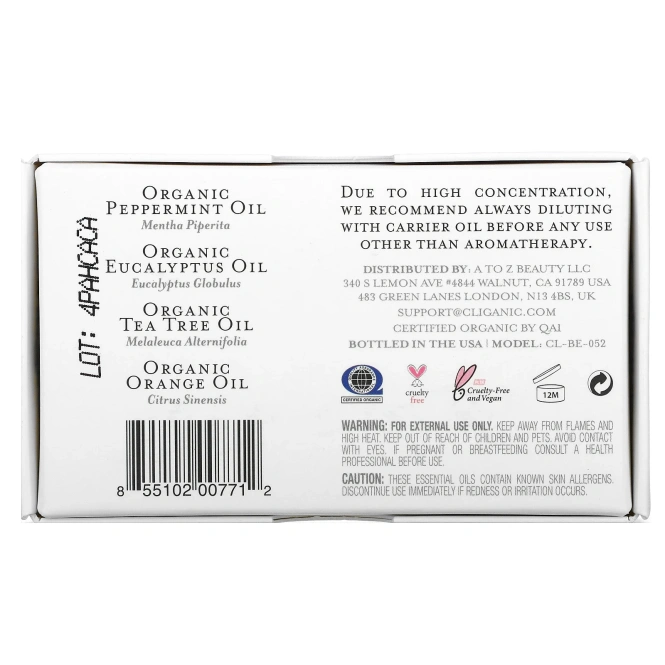 Cliganic, на 100% чистые и натуральные эфирные масла, набор для ароматерапии, 4 флакона