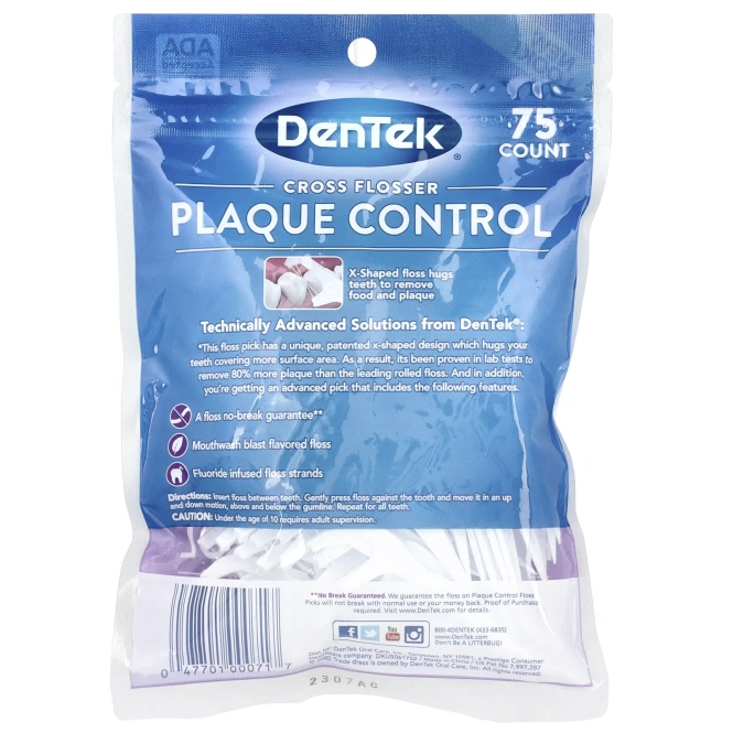 DenTek, Cross Flosser Plaque Control, жидкость для полоскания рта, 75 штук