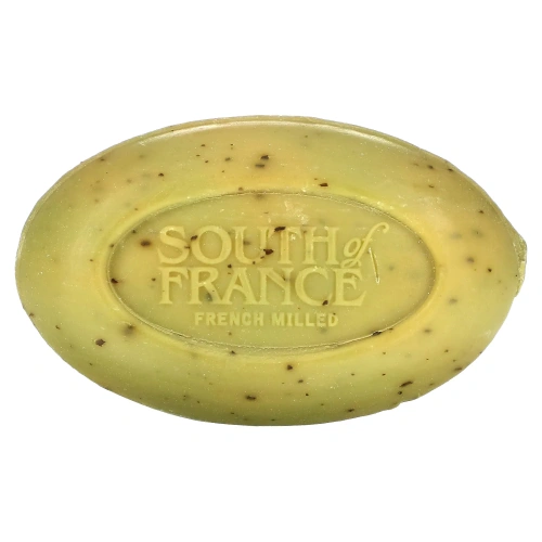South of France, Зеленый чай, резной кусочек французского овального мыла с органическим маслом ши, 6 унций (170 гр)
