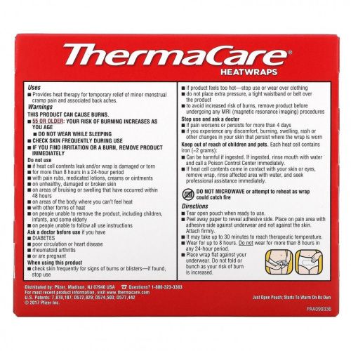 ThermaCare, Улучшенная менструальная обезболивающая, одноразовое, 3 менструальных тепловых обертывания
