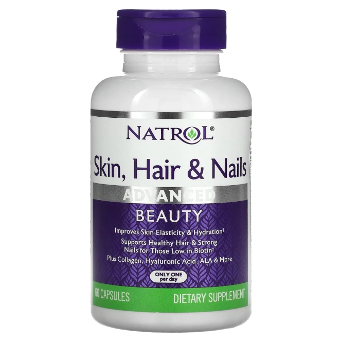 Витамины для Кожи, Волос и Ногтей Natrol, 60 капсул