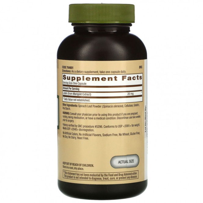 GNC Natural Brand, Lutein, 20 mg, 60 Capsules