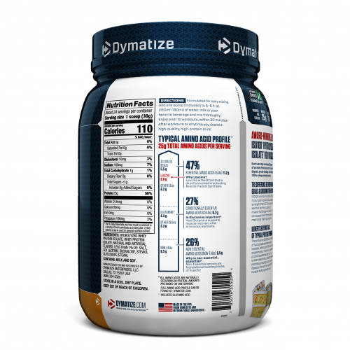 Dymatize Nutrition, ISO100 гидролизованный, 100% изолят сывороточного белка, вкус "торт именинника", 25,6 унц. (725 г)