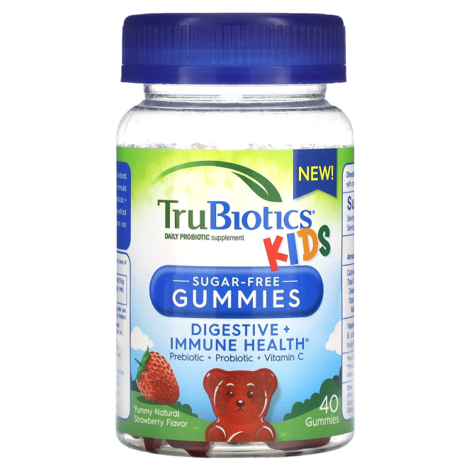 TruBiotics, Дети, ежедневная добавка с пробиотиками, вкусная натуральная клубника, 40 жевательных таблеток