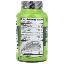 NATURELO, комплекс витаминов группы B со смесью фруктов и овощей, с коэнзимом Q10, 120 вегетарианских капсул