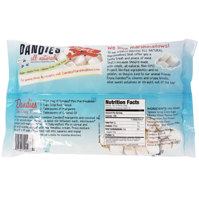 Dandies, Полностью Органический Ванильный Мини-Маршмэллоу, 10 унций (283 г)