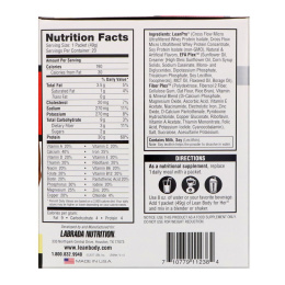 Labrada Nutrition, Коктейль Lean Body для нее, заменитель пищи с высоким содержанием протеина, ваниль, 20 пакетов, 1,73 унц. (49 г) каждый