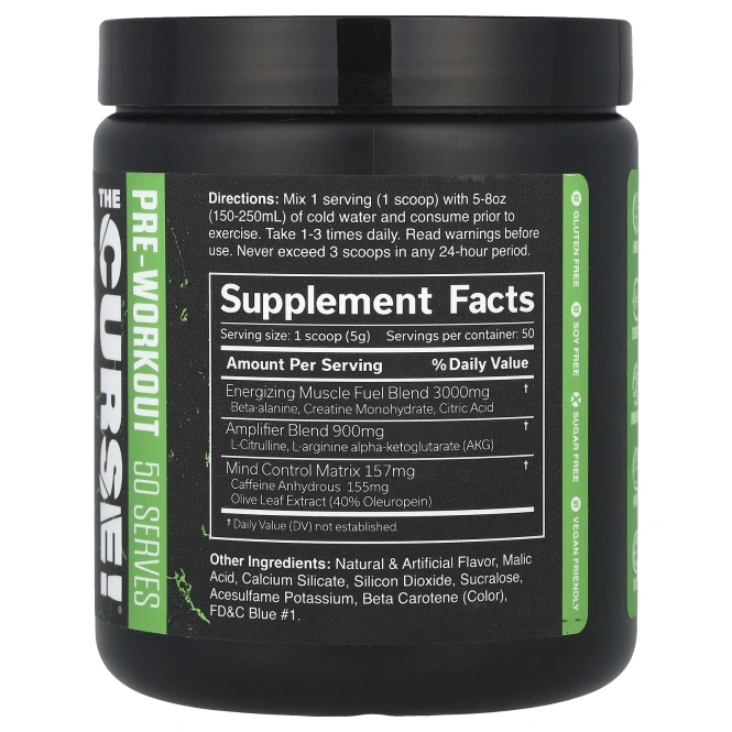 JNX Sports, The Curse, предтренировочная добавка, зеленое яблоко, 250 г