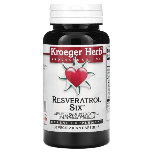 Kroeger Herb Co, Ресвератрол шесть, 60 вегетарианских капсул