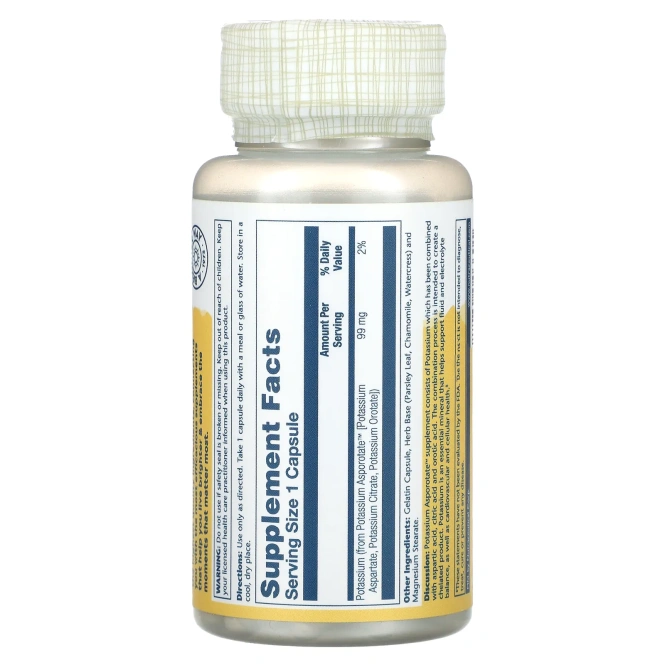 Solaray, Аспоротат калия, 99 мг, 100 капсул