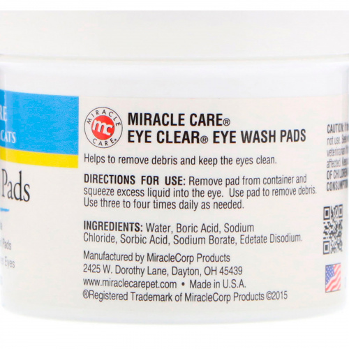 Miracle Care, Eye Care, Eye Wash Pads, For Dogs & Cats, 90 Pads