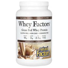 Natural Factors, Whey Factors, сывороточный протеин из молока коров на подножном вскармливании, натуральны шоколадный вкус, 2 фунта (907 г)